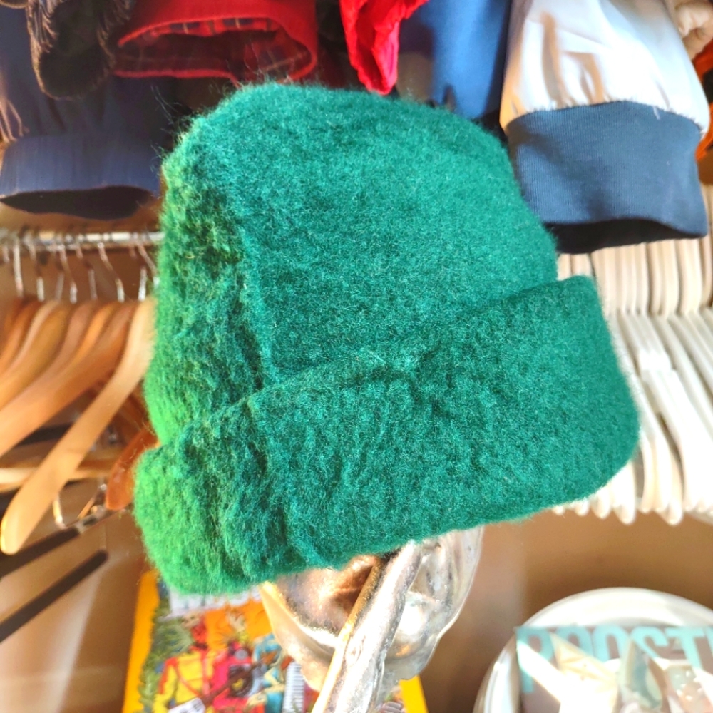 Green unisex fuzzy beanie